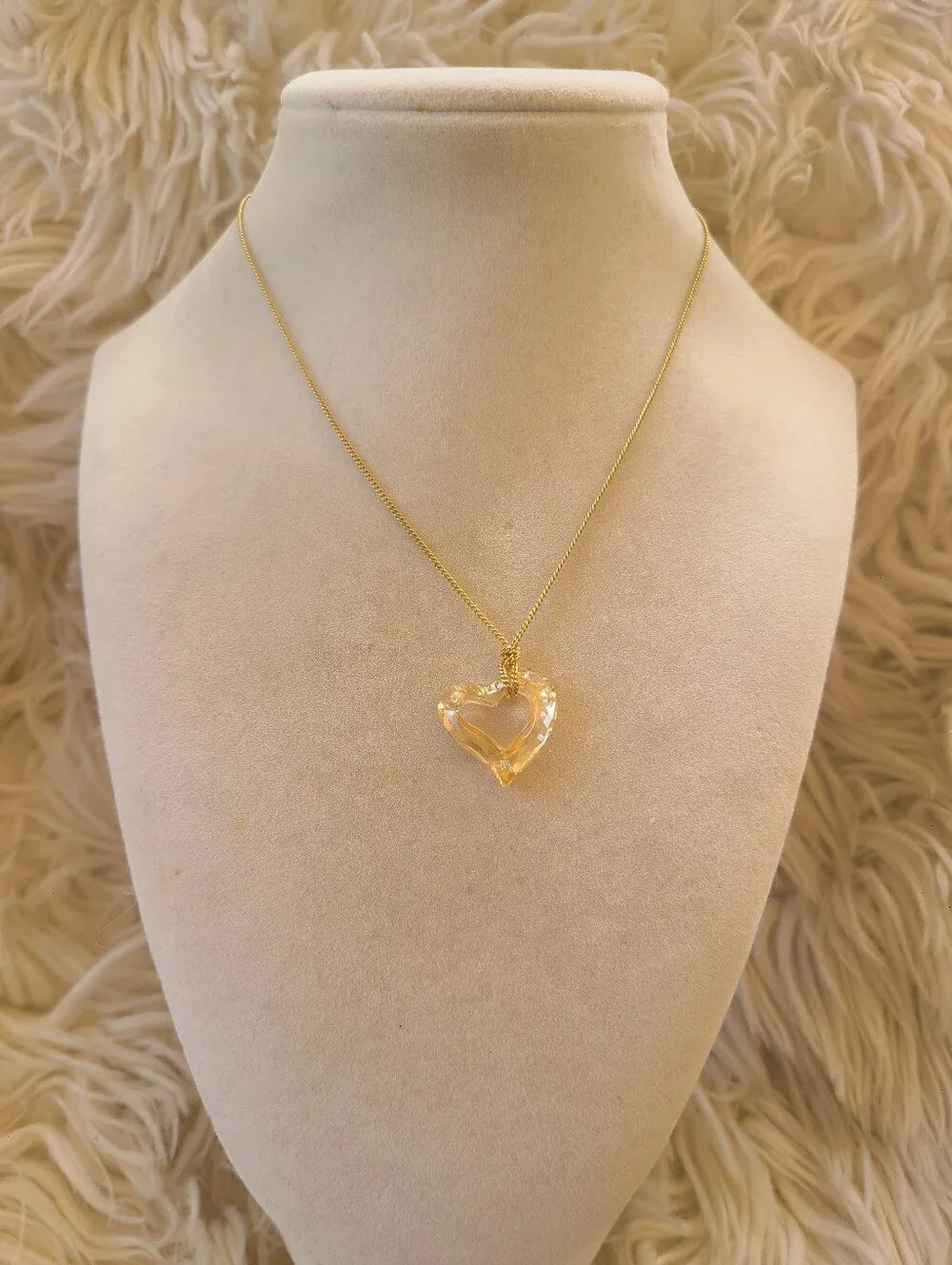 Swarovski Gold Plated Heart Crystal Pendant Necklace- Excellent Vintage Conditio